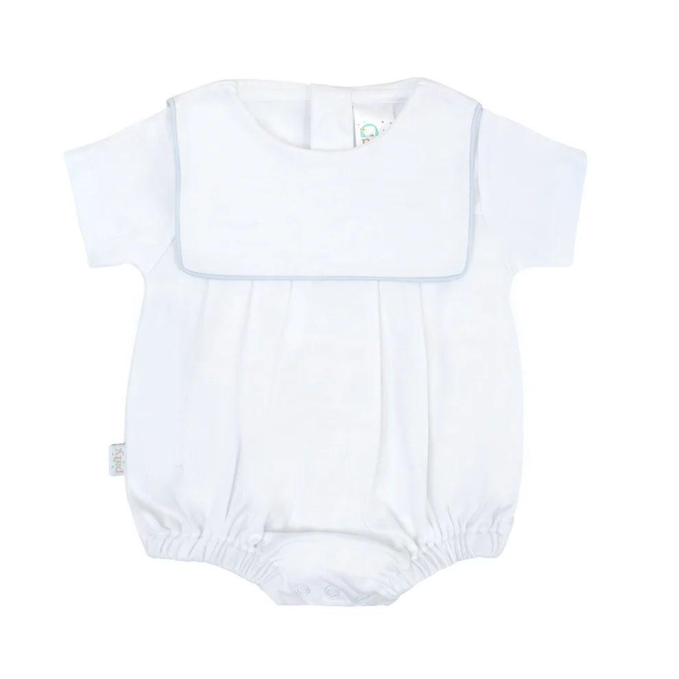 White with Blue Paty Pima, Bib Bubble