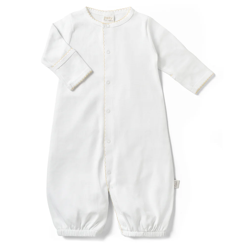 Paty White Organic Cotton Interlock Converter Gown