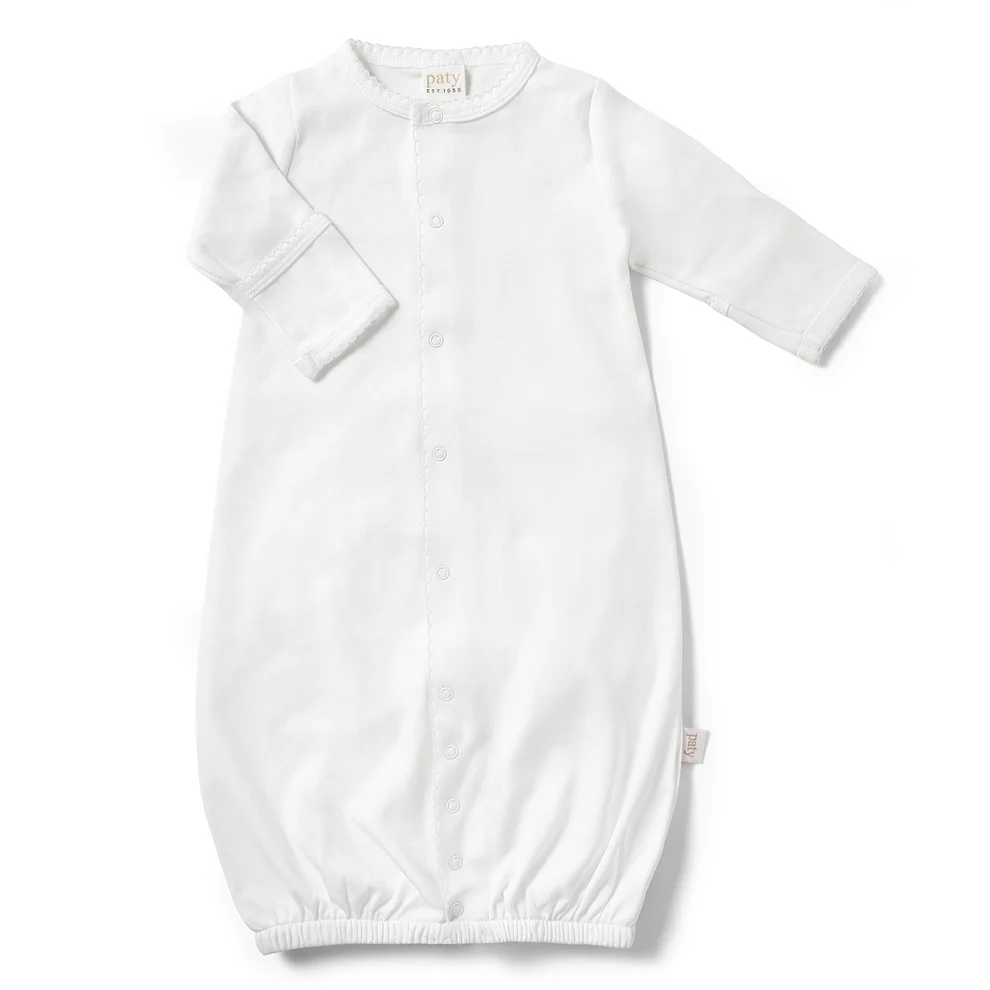 Paty White Organic Cotton Interlock Converter Gown