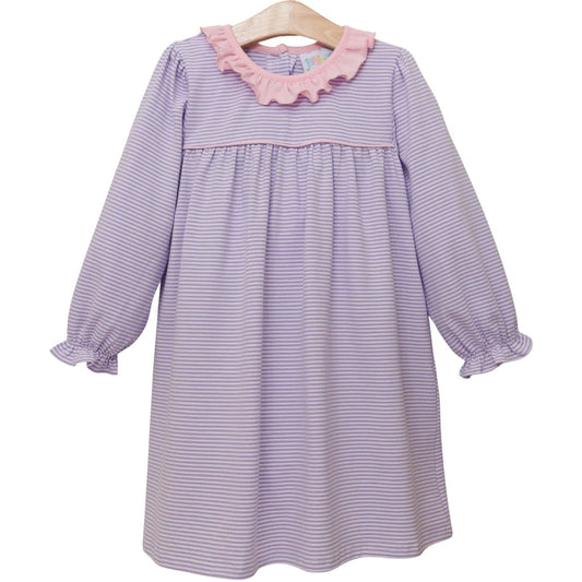 Audrey Dress- Lavender Stripe/Light Pink