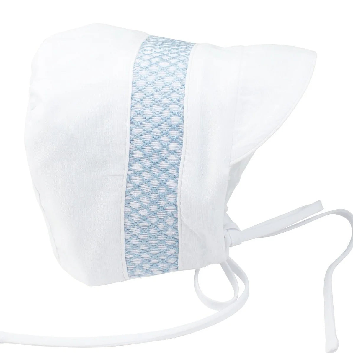 Feltman Brothers Boys White with Blue Smocked Bonnet