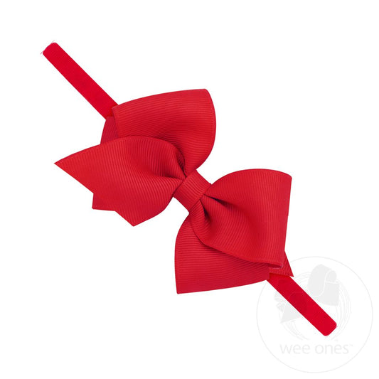 wee ones Red Extra Small Grosgrain Bow on Matching Skinny Nylon Band