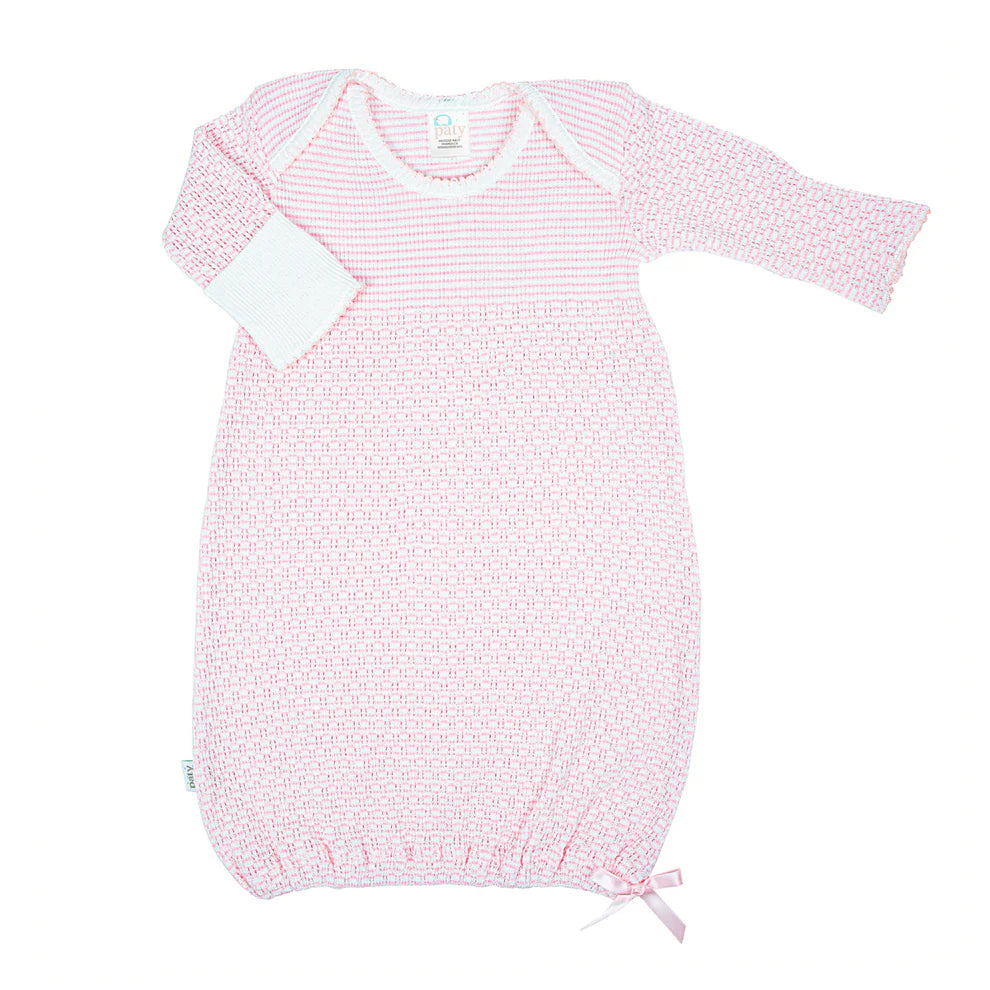 Paty Knit Solid Pink Color Overlap Shoulder Gown
