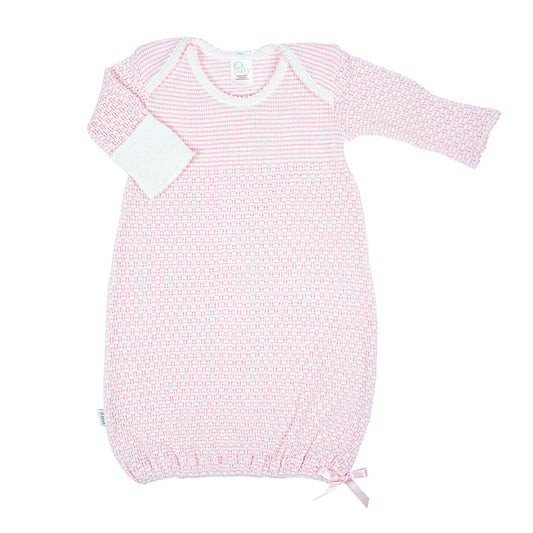 Paty Knit Solid Pink Color Overlap Shoulder Gown