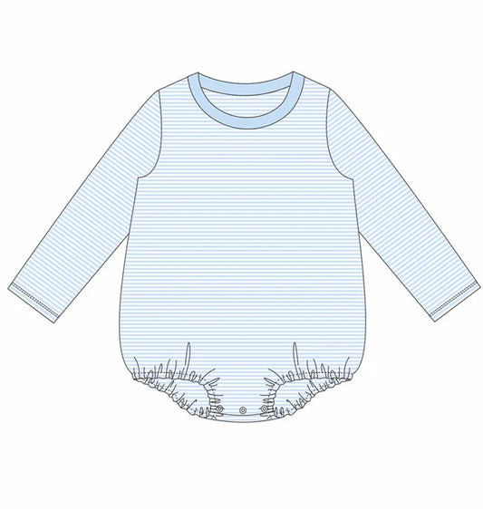 Light Blue Knit Stripe Long Sleeve T-Shirt Bubble