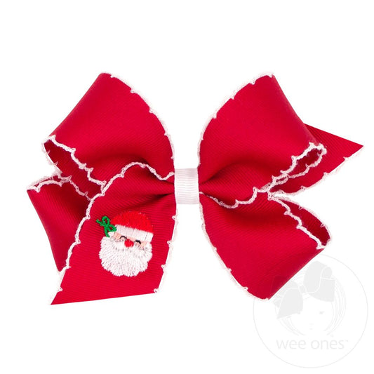 wee ones Santa Embroidered Hair Bow