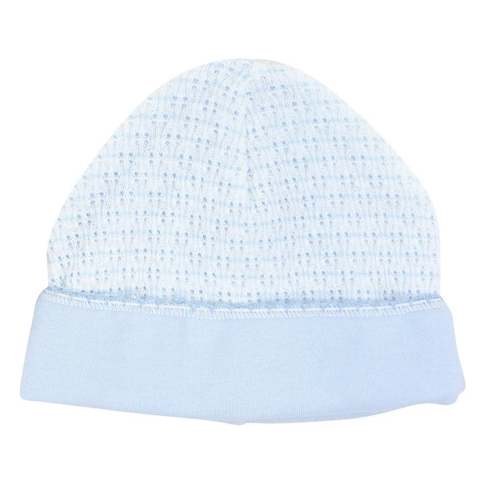 PatyKnit™ Blue Pinstripe Saylor Beanie with Pima Trim