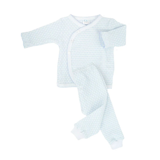 PatyKnit™ Blue Two-Piece Kimono Set