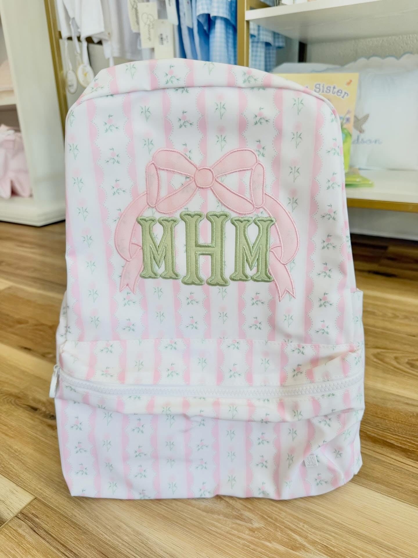 TRVL Pink Ribbon Floral Backpack with Bow Design