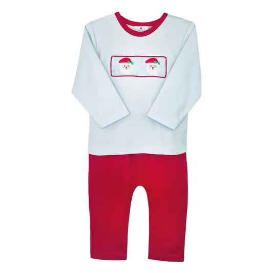 Santa Smocked Knit Top and Pants Set