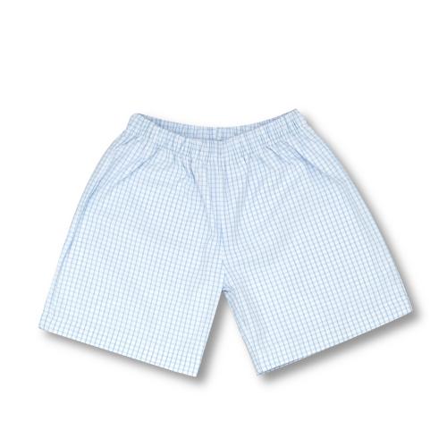 Blue Windowpane Check Shorts