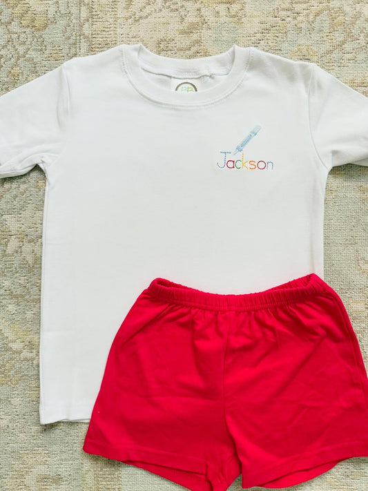 Multicolor Name Tee with Crayon
