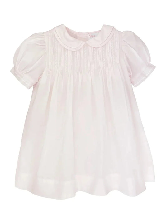 Pink Smocking Dress with Pintucks and Featherstitching