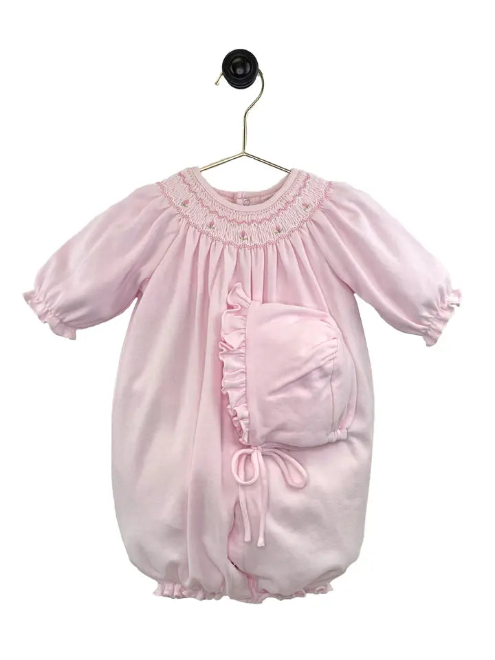 Newborn Petit Ami Pink Bishop Smocked Knit Convertible Bag