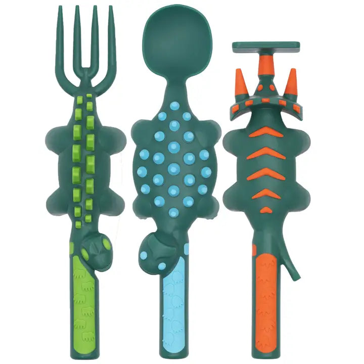 Set of 3 Green Dino Utensils