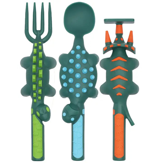 Set of 3 Green Dino Utensils