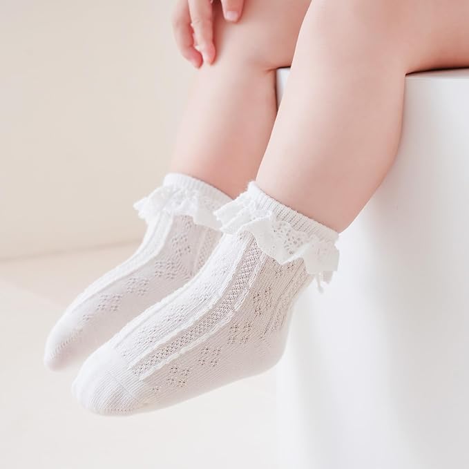 Antique White Ruffle Eyelet Socks