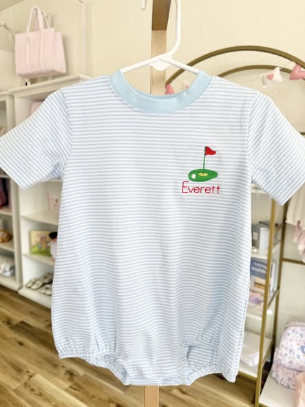 Light Blue Short Sleeve Stripe Bubble