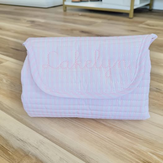 TRVL Pimlico Stripe Pink Quilted Changing Mat