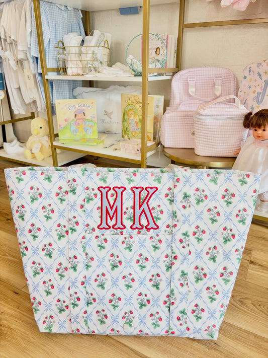 TRVL XL Berry Nice Tote- 2 Applique Initials