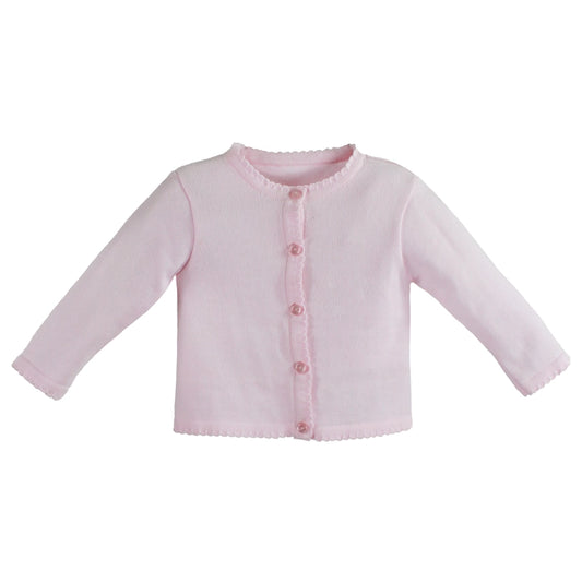 Petit Ami Pink Scalloped Edge Cardigan Sweater