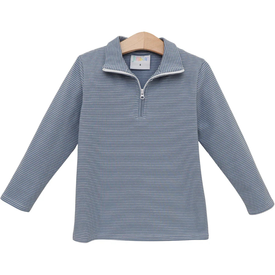 Evan Pullover- Dusty Blue Stripe