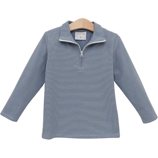 Evan Pullover- Dusty Blue Stripe