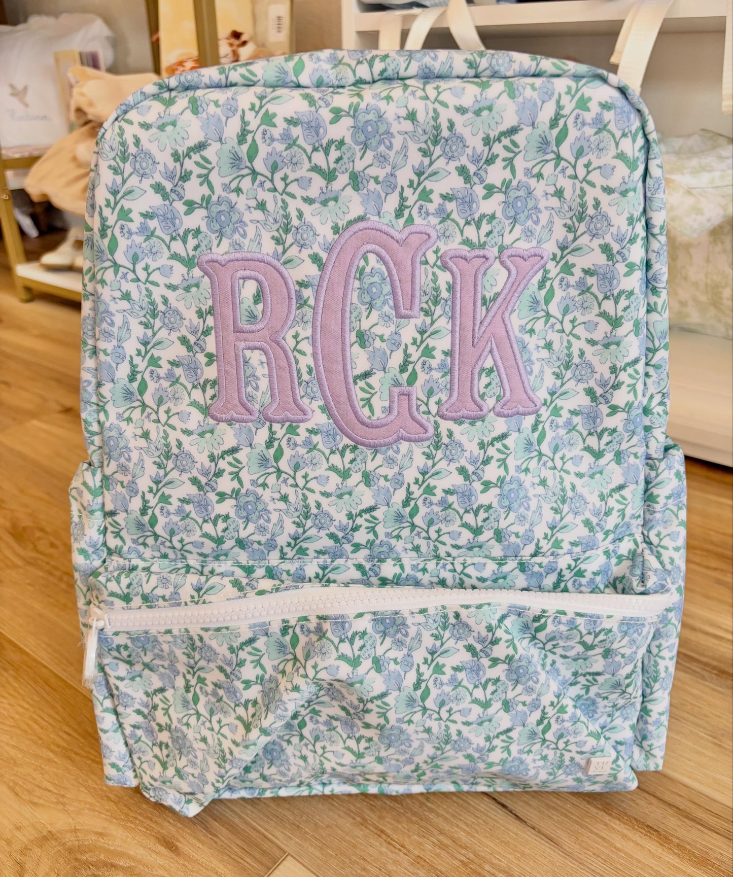 TRVL Hampton Floral Backpacker- 3 Initial Applique