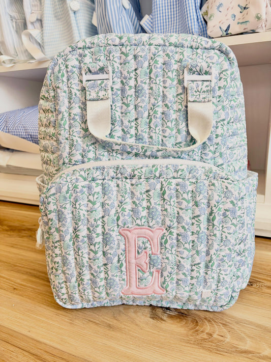 TRVL Hampton Floral Quilted All You Need Bag- Single Appliqué Initial