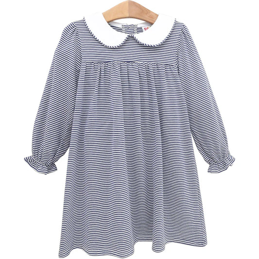 Lottie Dress- Navy Stripe