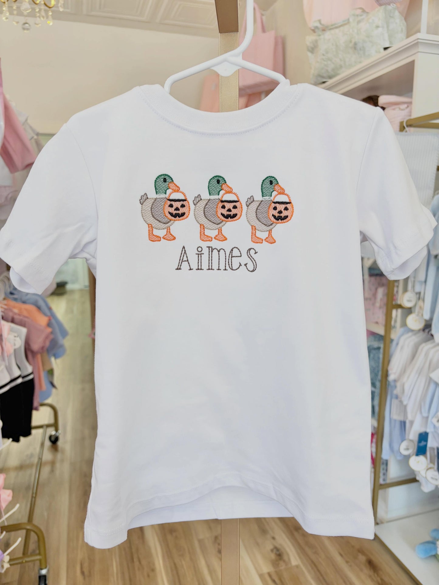 Halloween Mallard Duck Trio Embroidered Tee