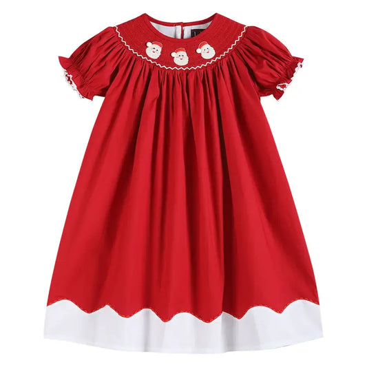 Red and White Santa Smockd Dress