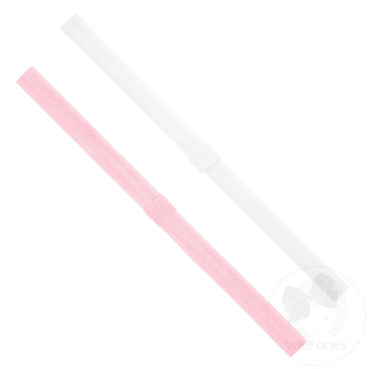 wee ones Light Pink & White Add-A-Bow Baby Girl Headbands