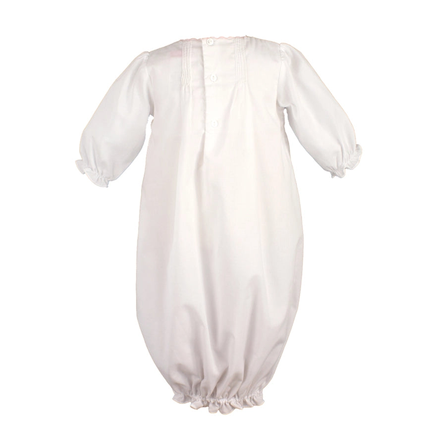 Newborn Petit Ami White Flower Embroidered Heirloom Gown & Bonnet