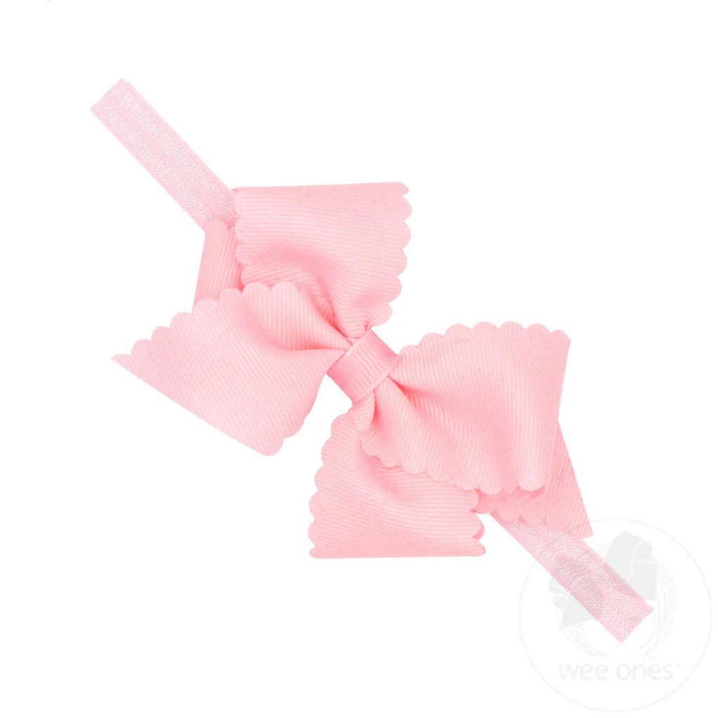 wee ones Light Pink Newborn Scalloped Edge Hair Bow & Band