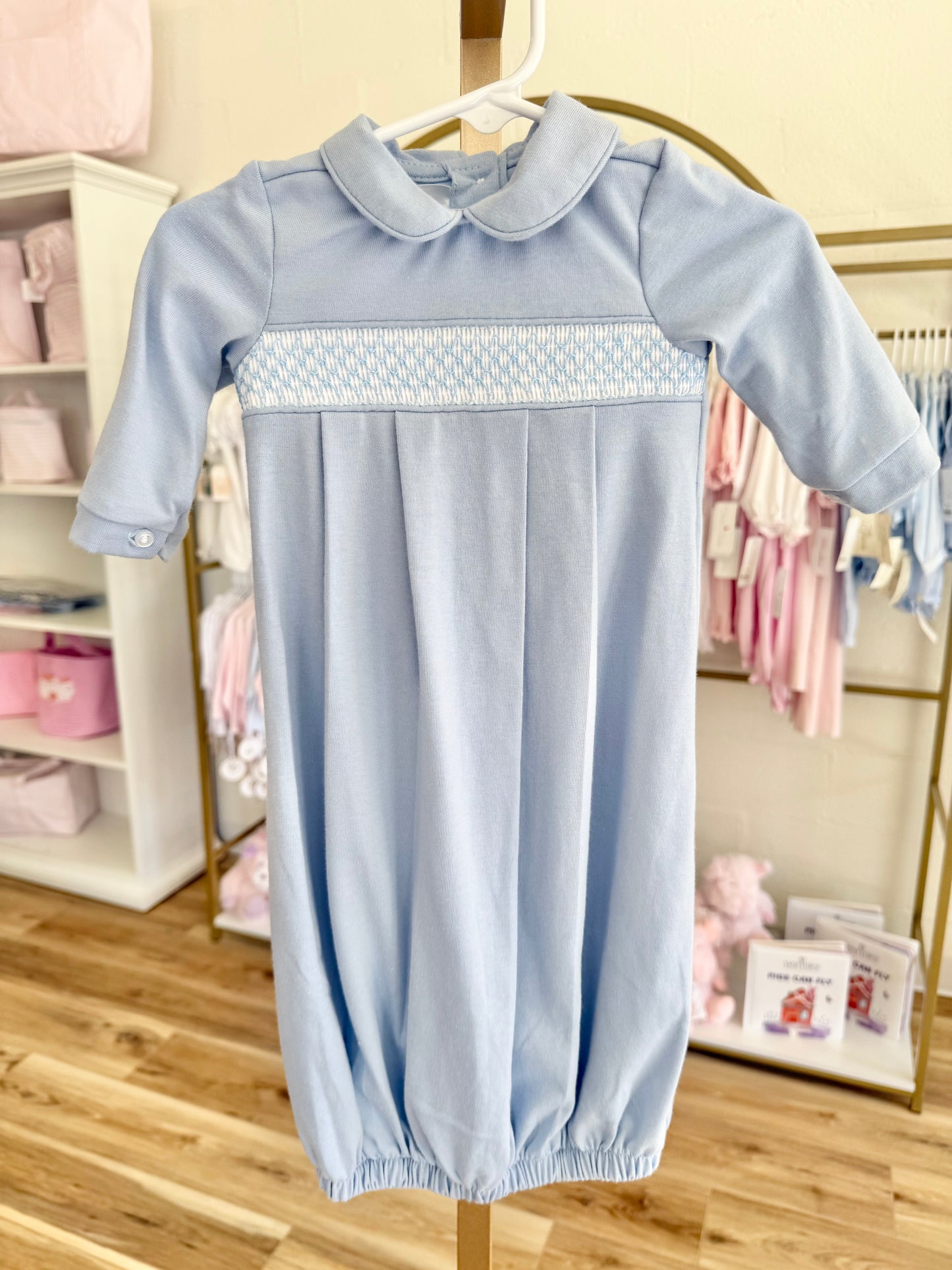 Blue and White Geometric Levi Gown