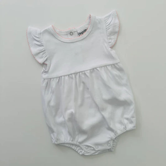 Knit Flutter Sleeve Bubble with Picot Trim - Pink
