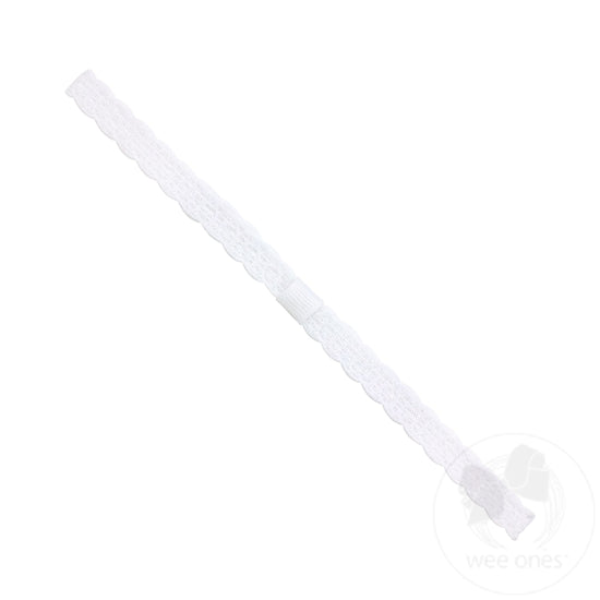 wee ones Add-a-Bow Narrow White Lace Girls Baby Band