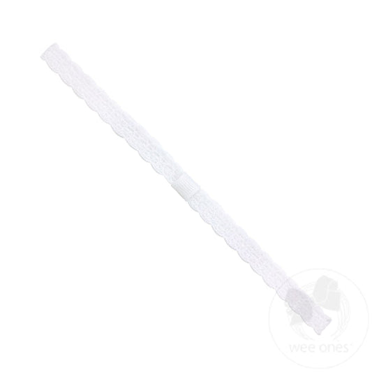 Wee Ones Add-a-Bow Narrow White Lace Girls Baby Band