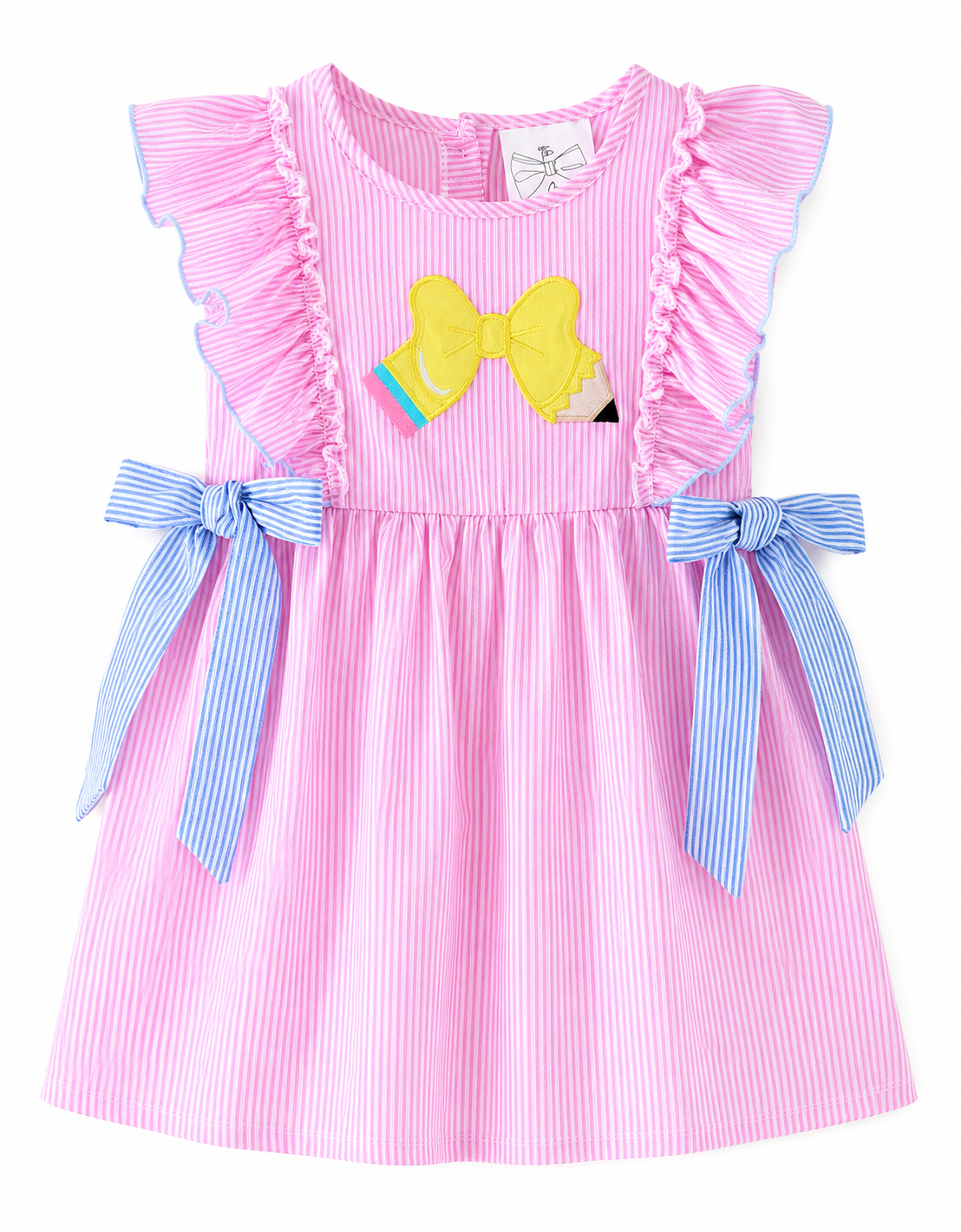Girls Pencil Bow Stripe Tie Dress