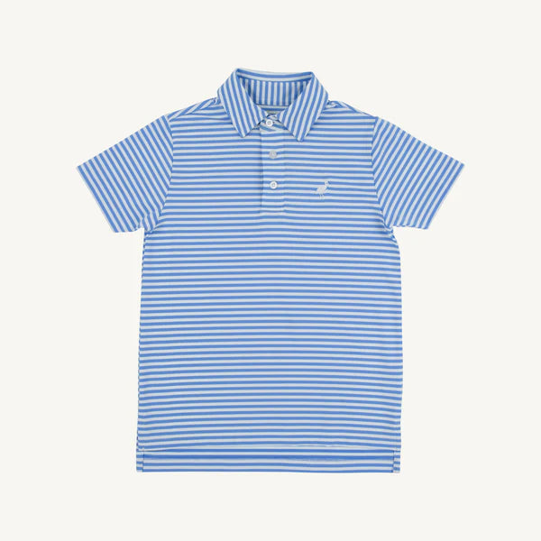 The Beaufort Bonnet Company Prepletic™ Prim & Proper Polo- Sunrise Blvd. Stripe with Worth Avenue White Stork