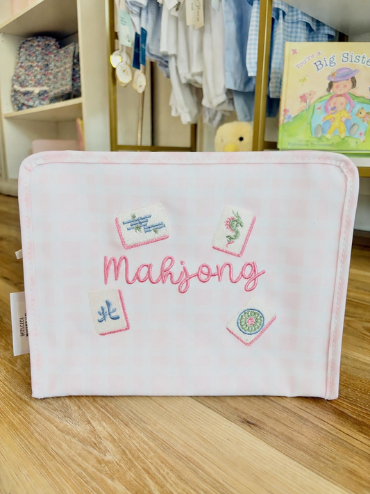TRVL Pink Plaid Large Roadie- “Mahjong” mini designs