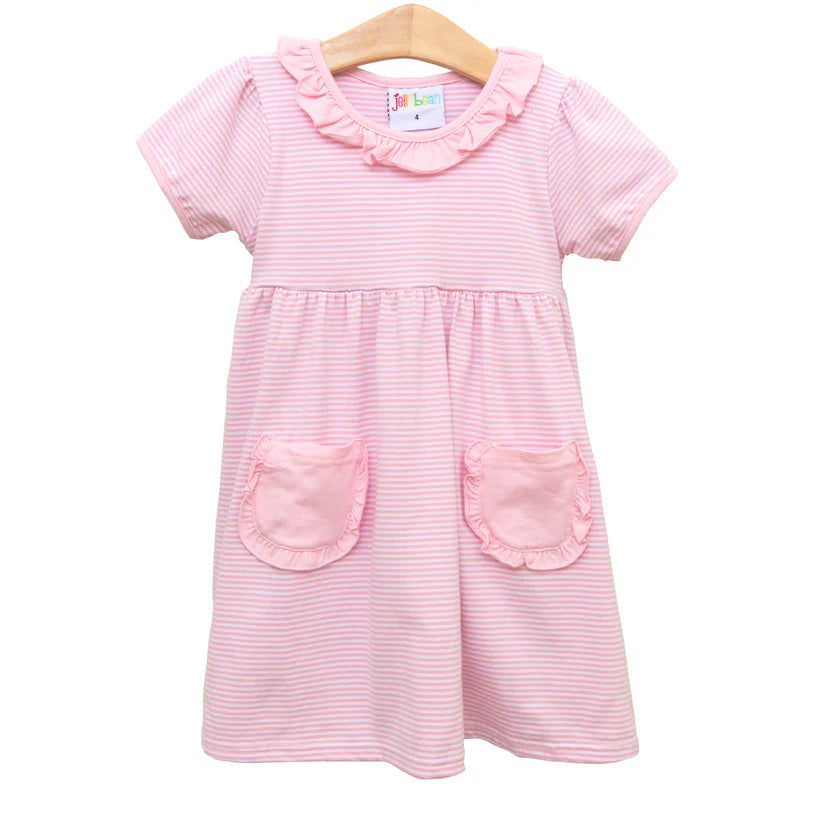 Jellybean Eleanor Dress- Light Pink Stripe