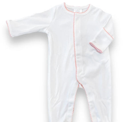 Pink Picot Trim Split Footie