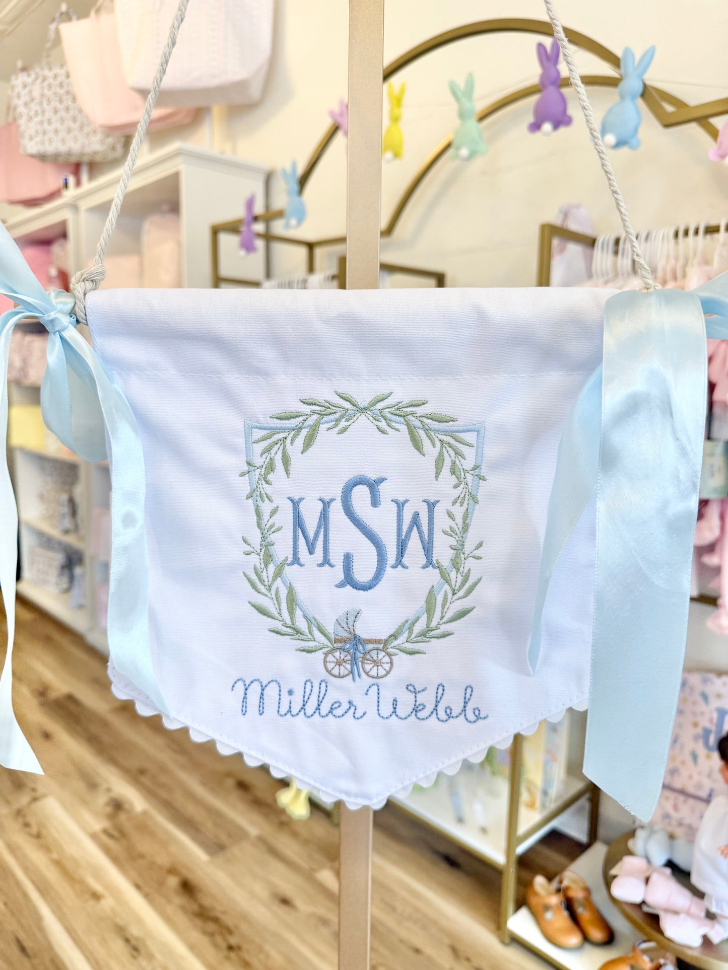 Blue Baby Carriage Crest Banner