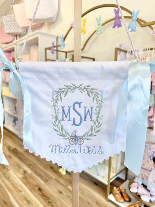 Blue Baby Carriage Crest Banner