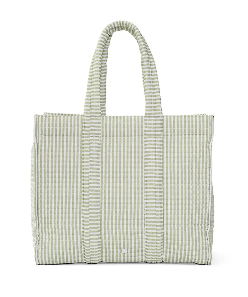 TRVL Pimlico Stripe Sage Quilted Tote