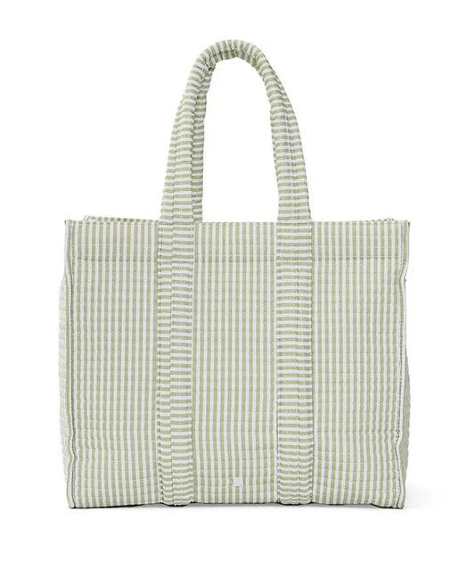 TRVL Pimlico Stripe Sage Quilted Tote