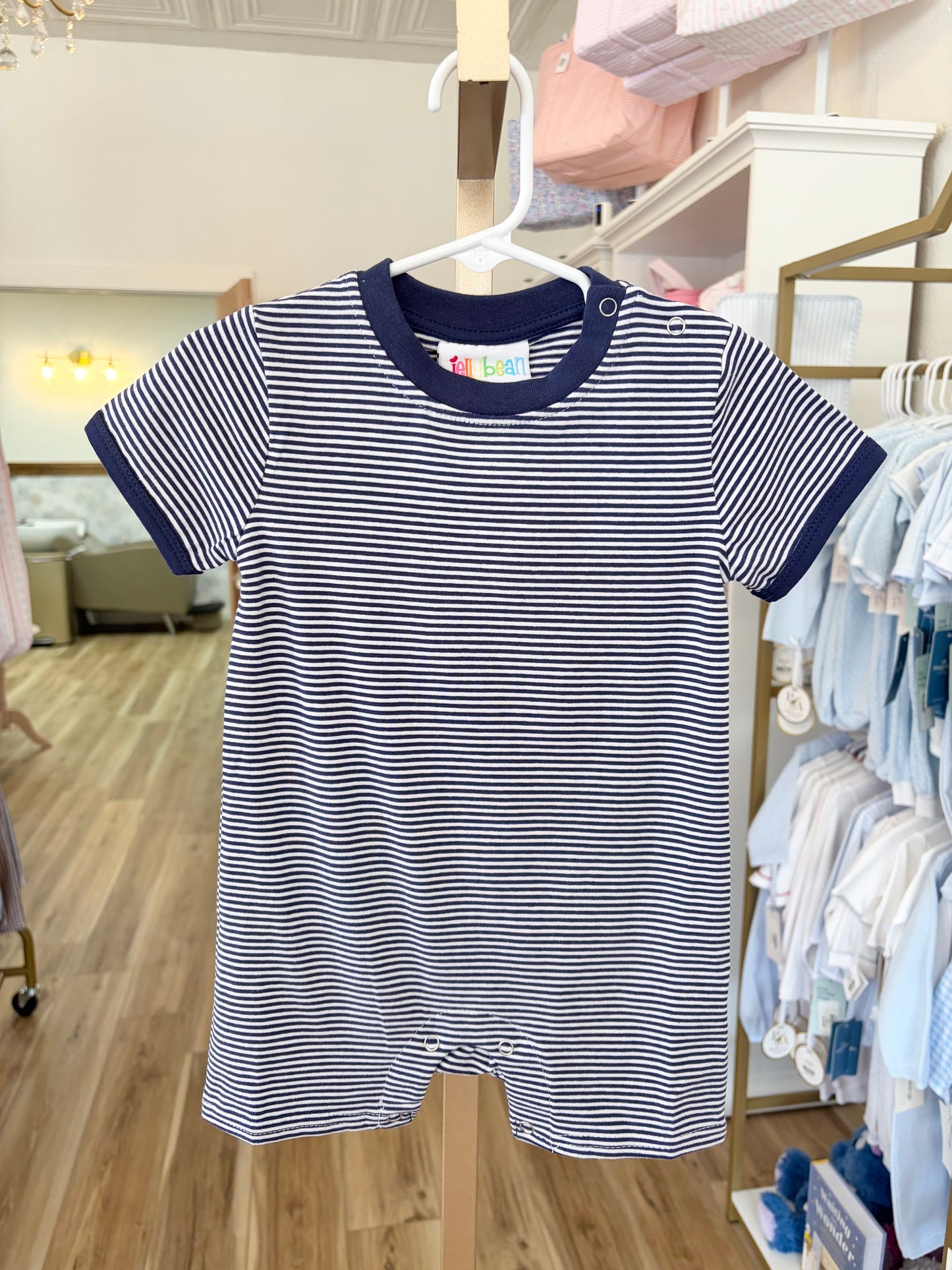 Jellybean Navy Blue Stripe James Romper
