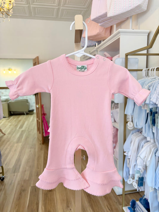 Solid Pink Sleeved Romper